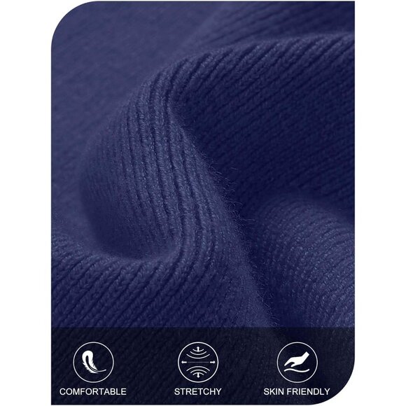 Merokeety Women's Navy Off Shoulder Long Sleeve Elegant Bodycon Midi Dress - Picture 5 of 9